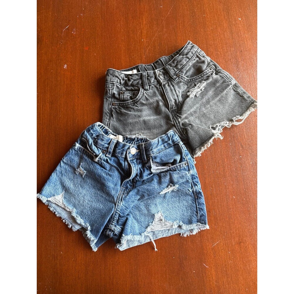 Zara Blue and Gray Distressed Denim Kids Shorts - 2 Pack